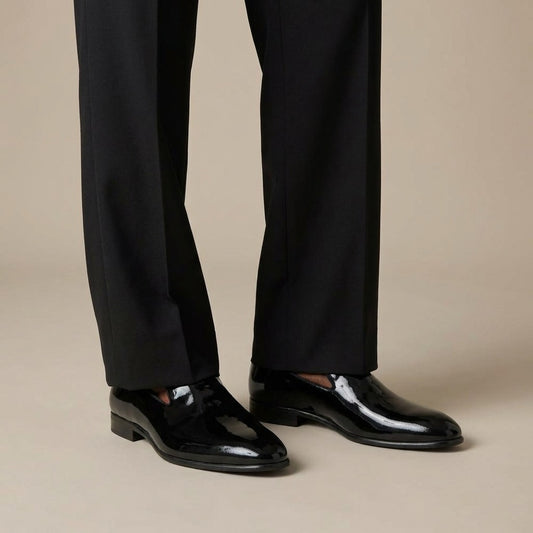 Bruno Magli Danilo A-Line Black Patent Leather Smoking Loafers