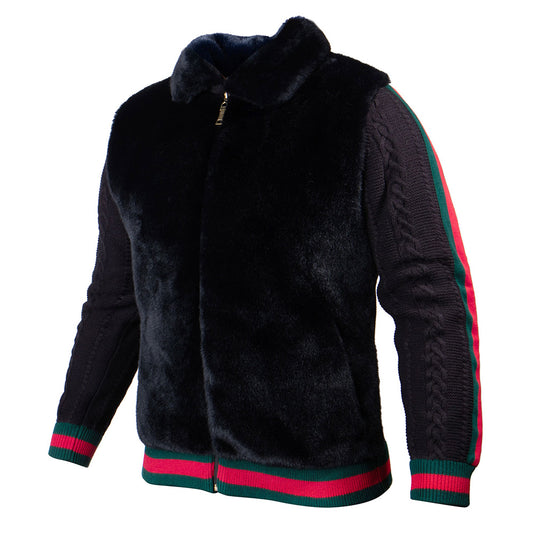 Prestige Black Fur Zip Up Sweater 175