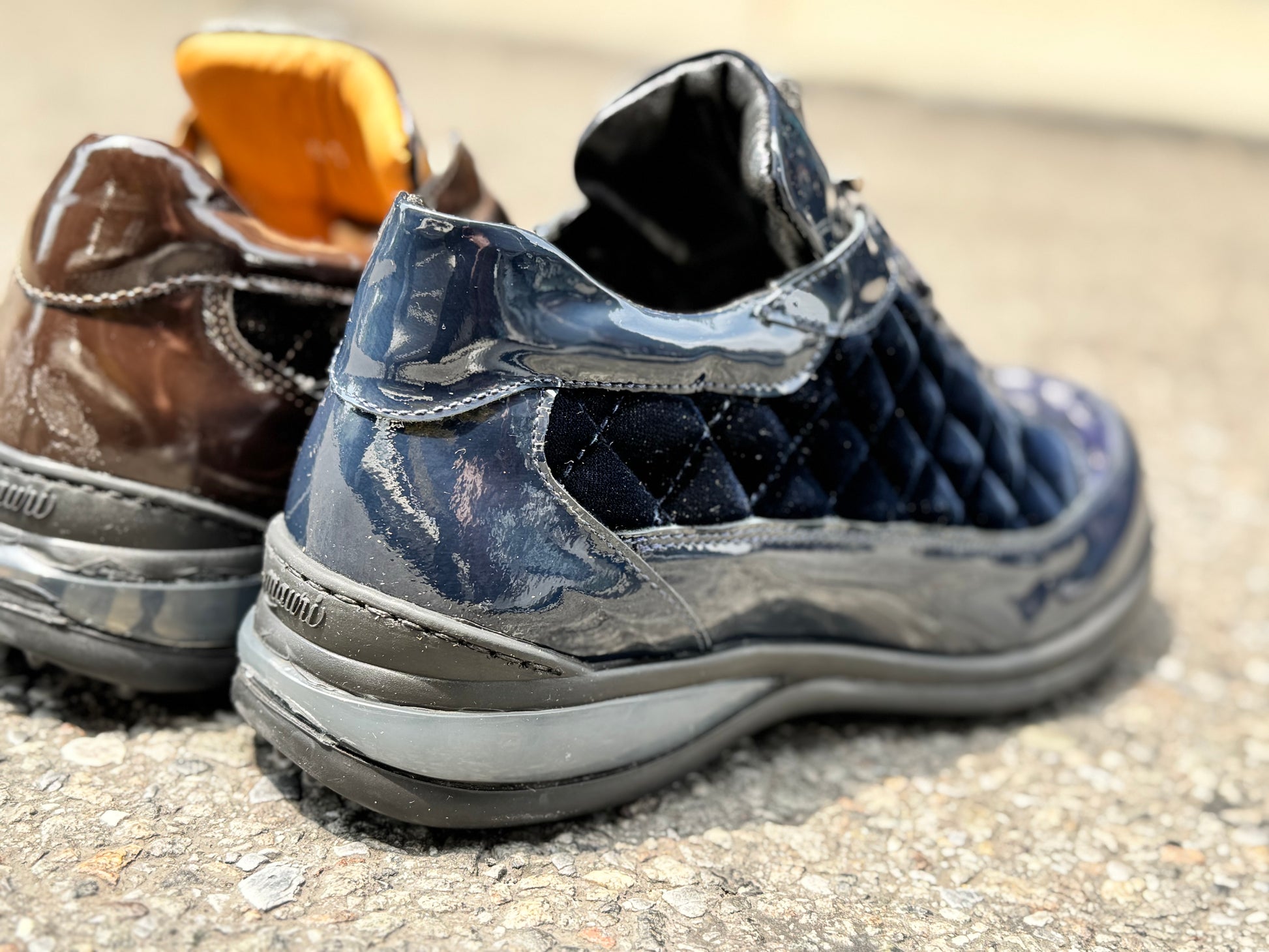Mauri 8415 Patent Leather, Hornback and Velvet Sneakers - Cellini Uomo 
