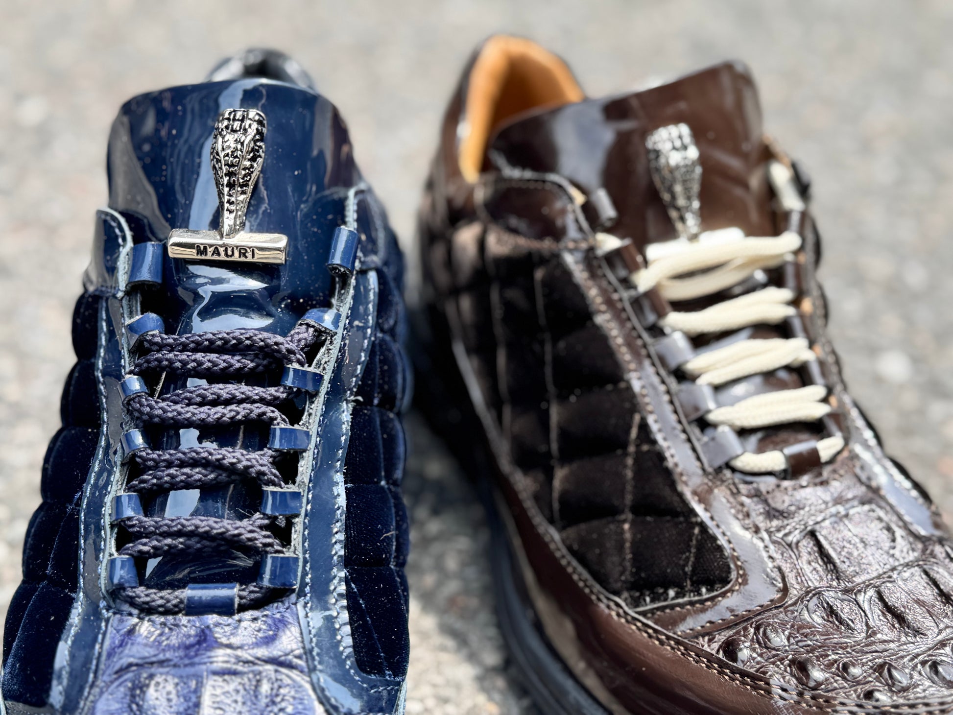 Mauri 8415 Patent Leather, Hornback and Velvet Sneakers - Cellini Uomo 