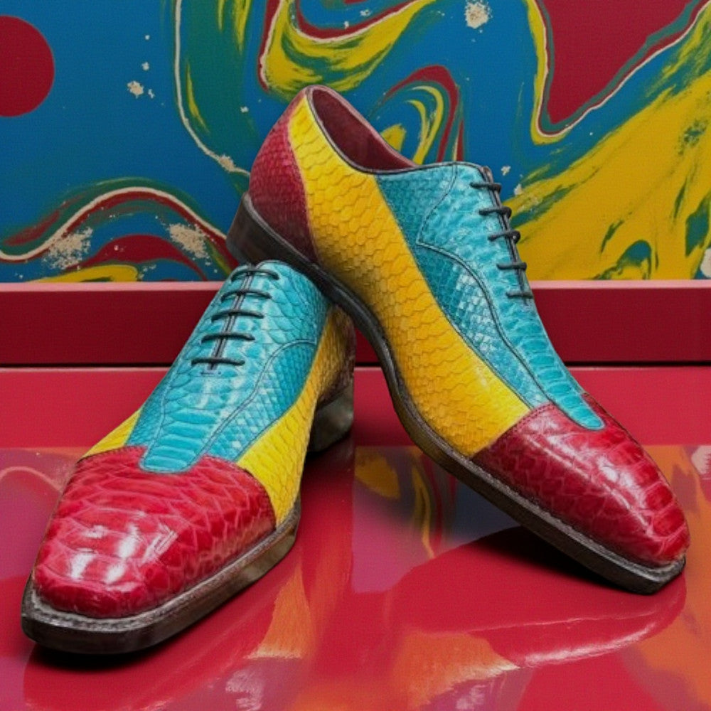 Sheriff Collection Python Dress Shoes 2587-2002 featuring sleek black leather with detailed python texture and polished finish.