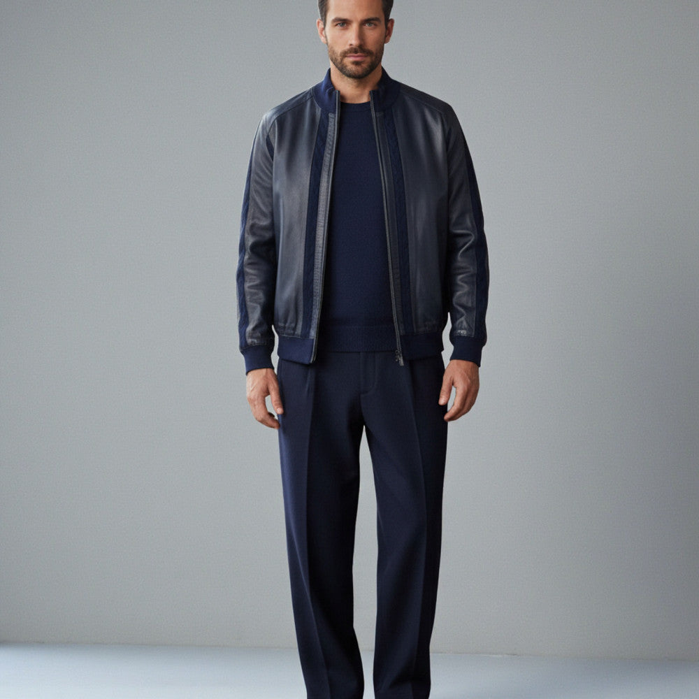 Torras 100% Leather and Zipped Knit Jacket L42H425 - Cellini Uomo 