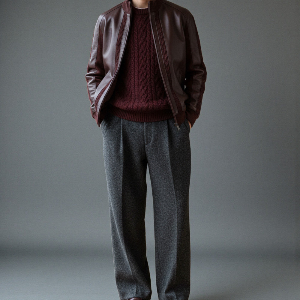 Torras 100% Leather and Zipped Knit Jacket L42H425 - Cellini Uomo 