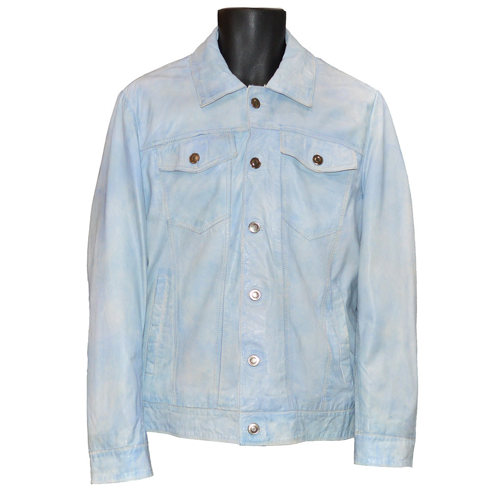 Light Blue Unisex Missani BF Leather Jean Jacket 395134
