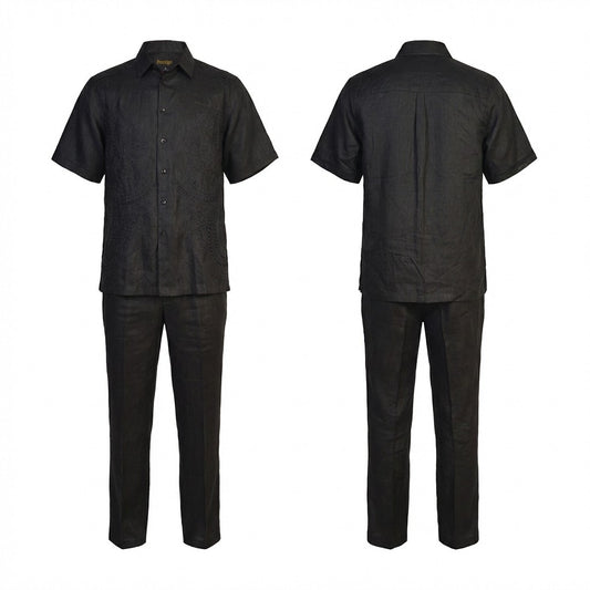 Prestige Lux 690 Black Linen Set - Cellini Uomo 