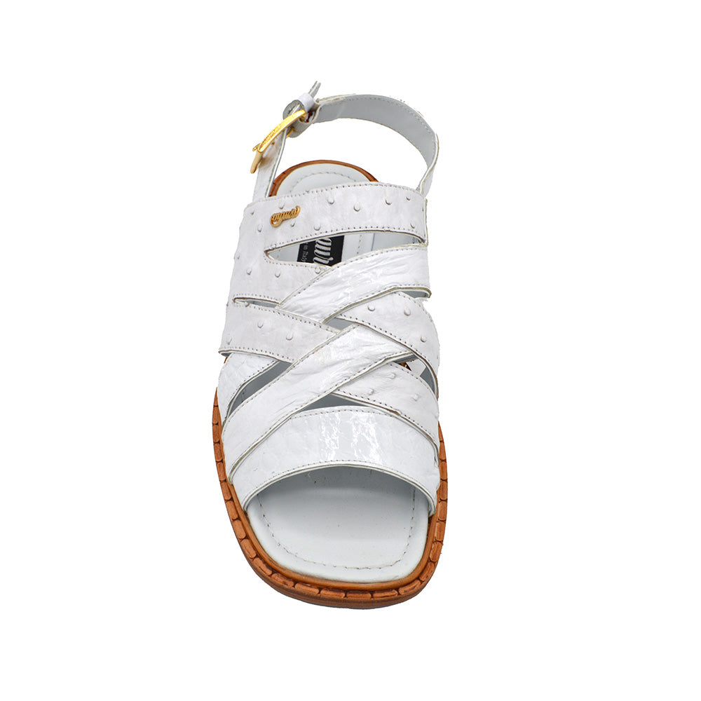 Mauri 096 Ostrich White Sandals | Cellini Uomo