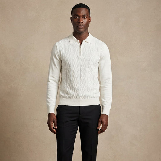 Torras Half Zipped 3D Knit Polo N22H409 - Cellini Uomo 