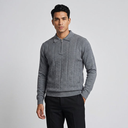 Torras Half Zipped 3D Knit Polo N22H409 - Cellini Uomo 