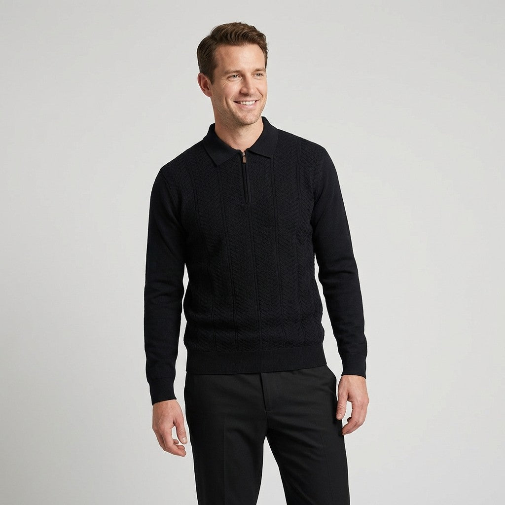 Torras Half Zipped 3D Knit Polo N22H409 - Cellini Uomo 