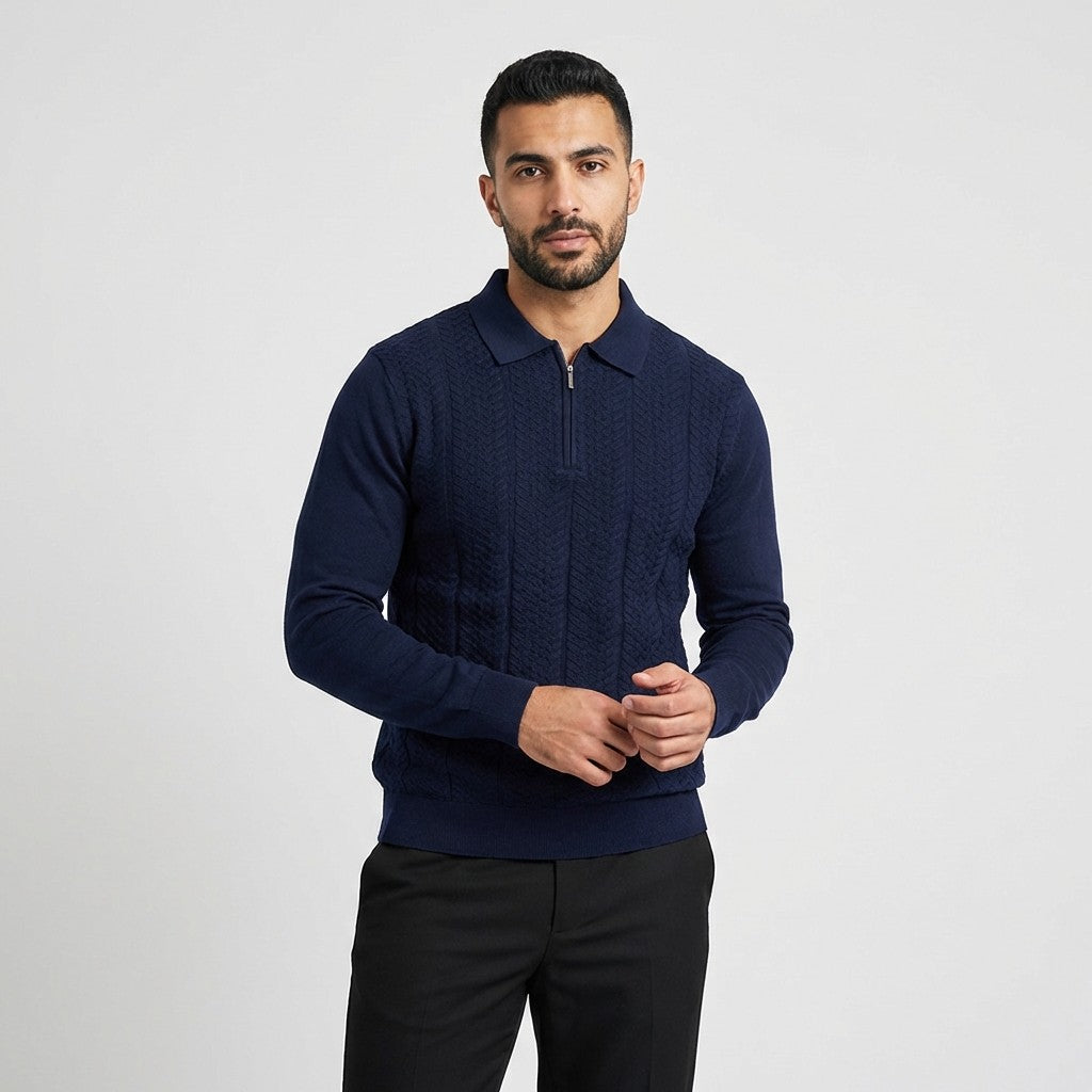 Torras Half Zipped 3D Knit Polo N22H409 - Cellini Uomo 