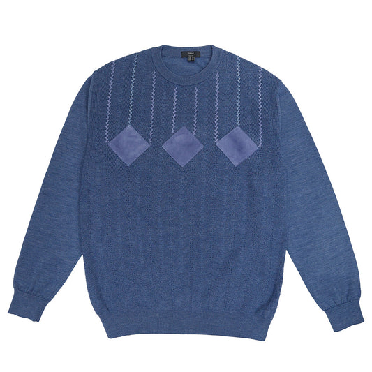 Torras 100% Wool and Leather Herringbone Design Sweater N42H408