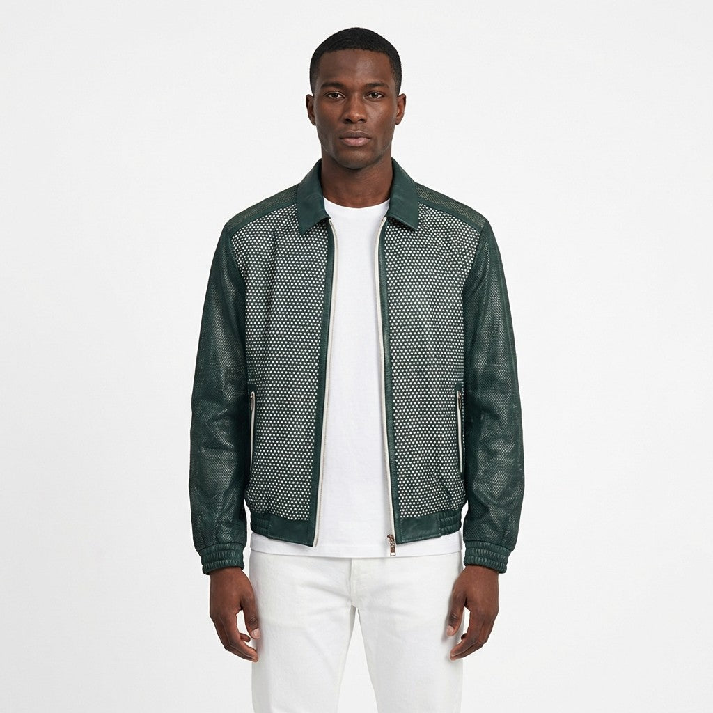 Torras Perforated Light Leather Jacket N87241 | Cellini Uomo