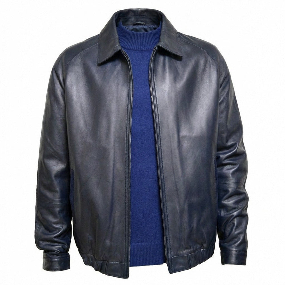 ジャケット・アウター TORRAS real leather jacket blue Spain 52 Torras Leather Light Jacket N87318 | Elegant Leather Outerwear