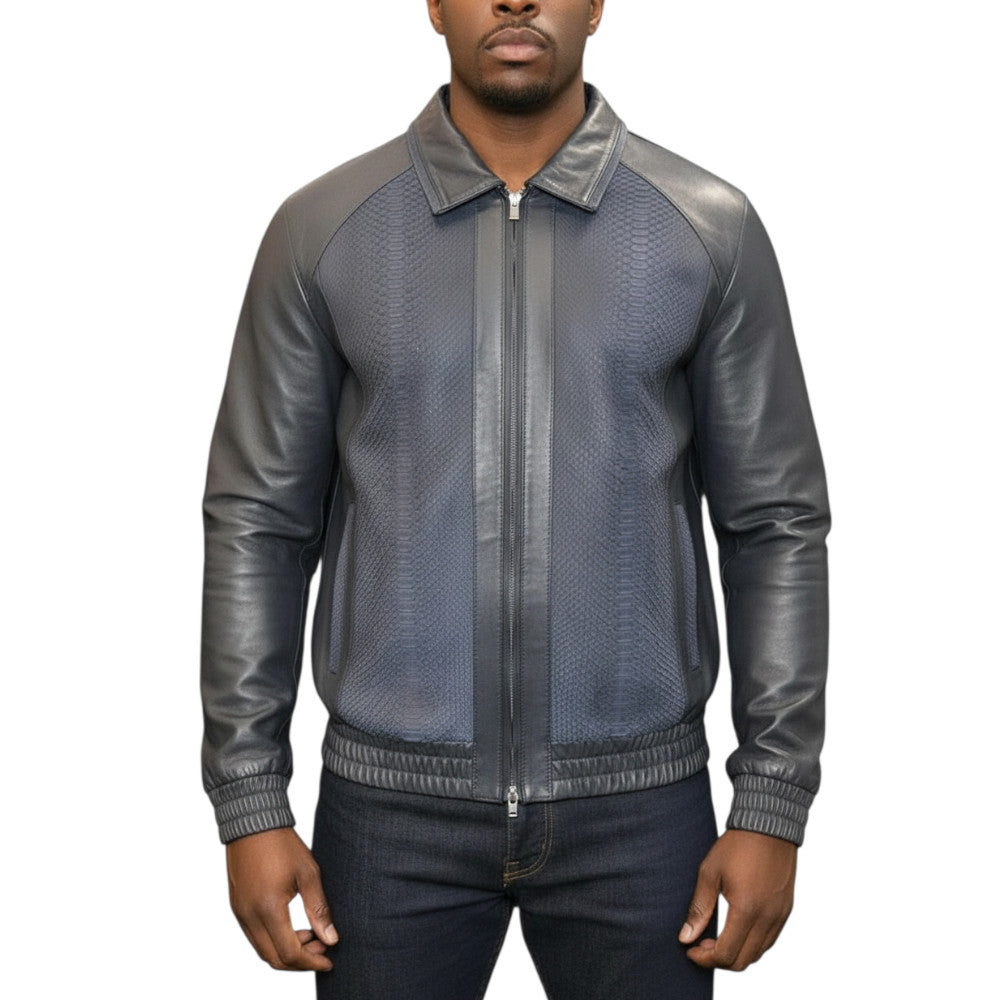 Torras Lambskin Leather and Genuine Python Jacket N82E215A - Cellini Uomo 