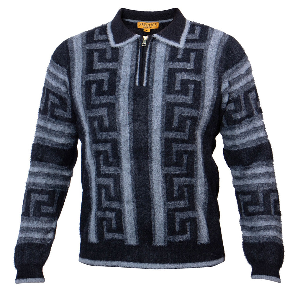 Prestige Greek Print Knit Sweater 485