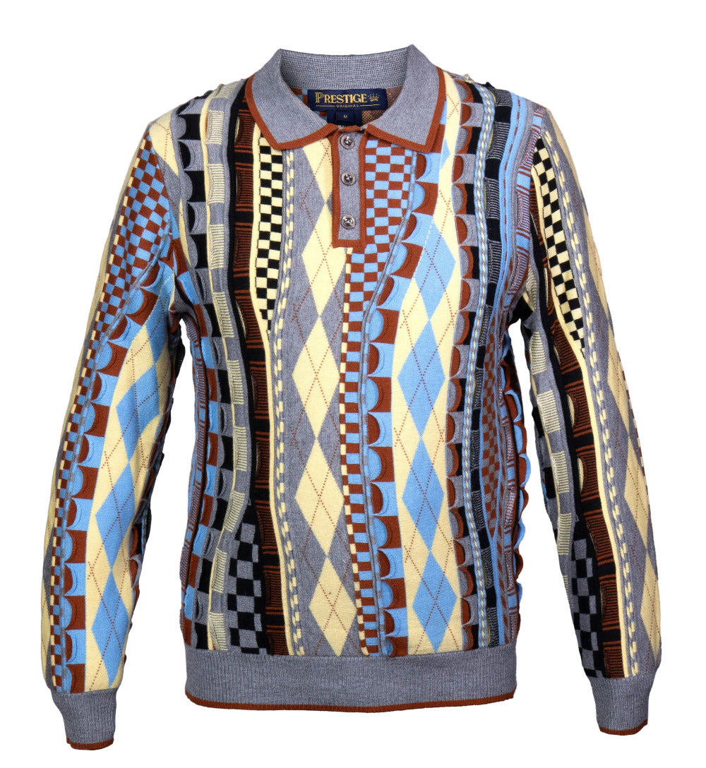 Prestige Wool Blend Geometric Multi Colors Sweater 6502