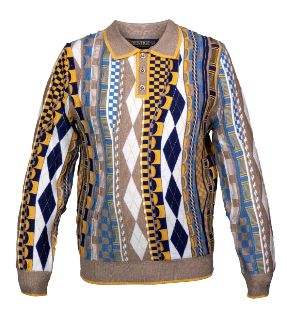 Prestige Wool Blend Geometric Multi Colors Sweater 6502