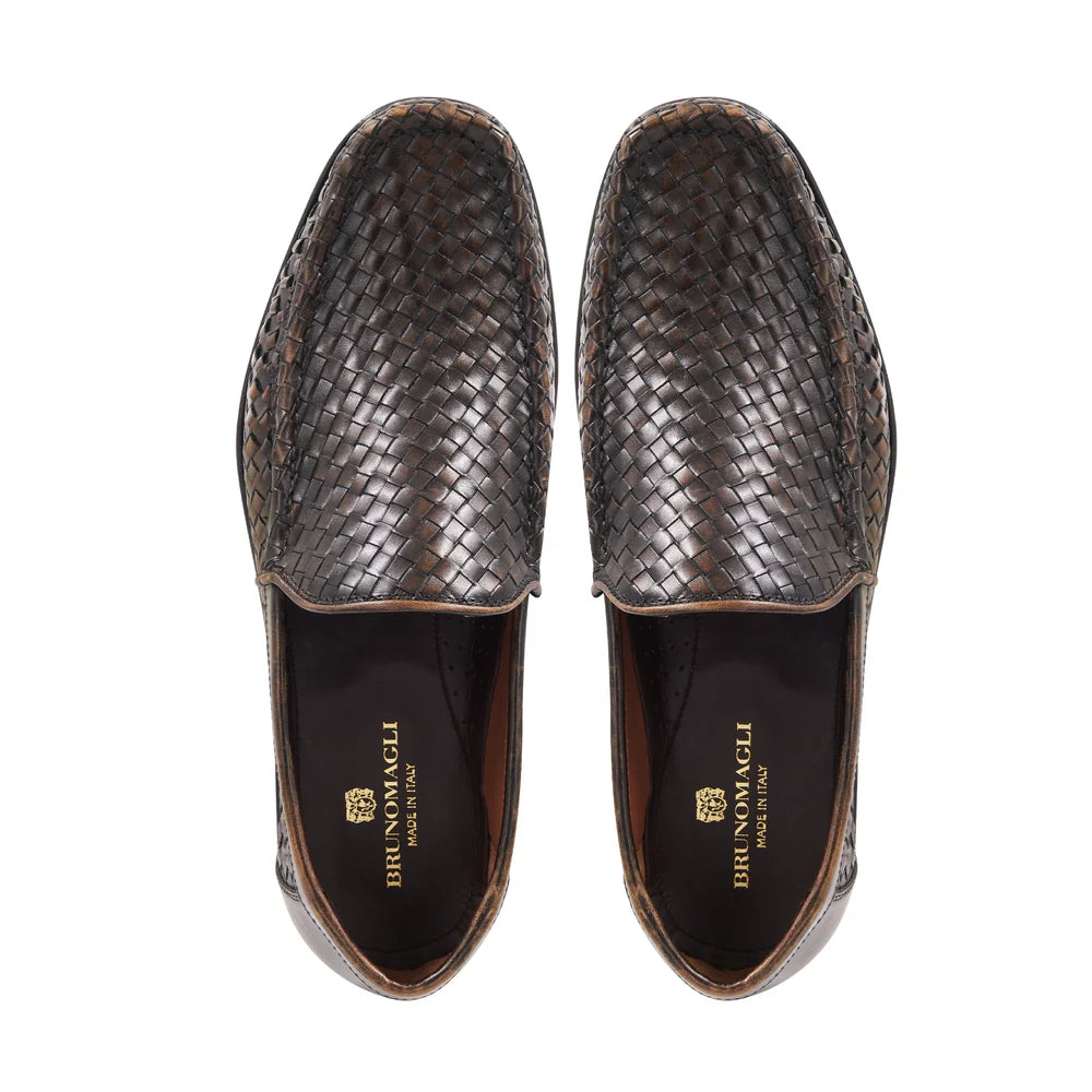 Bruno Magli Tonio Brown Woven Loafer