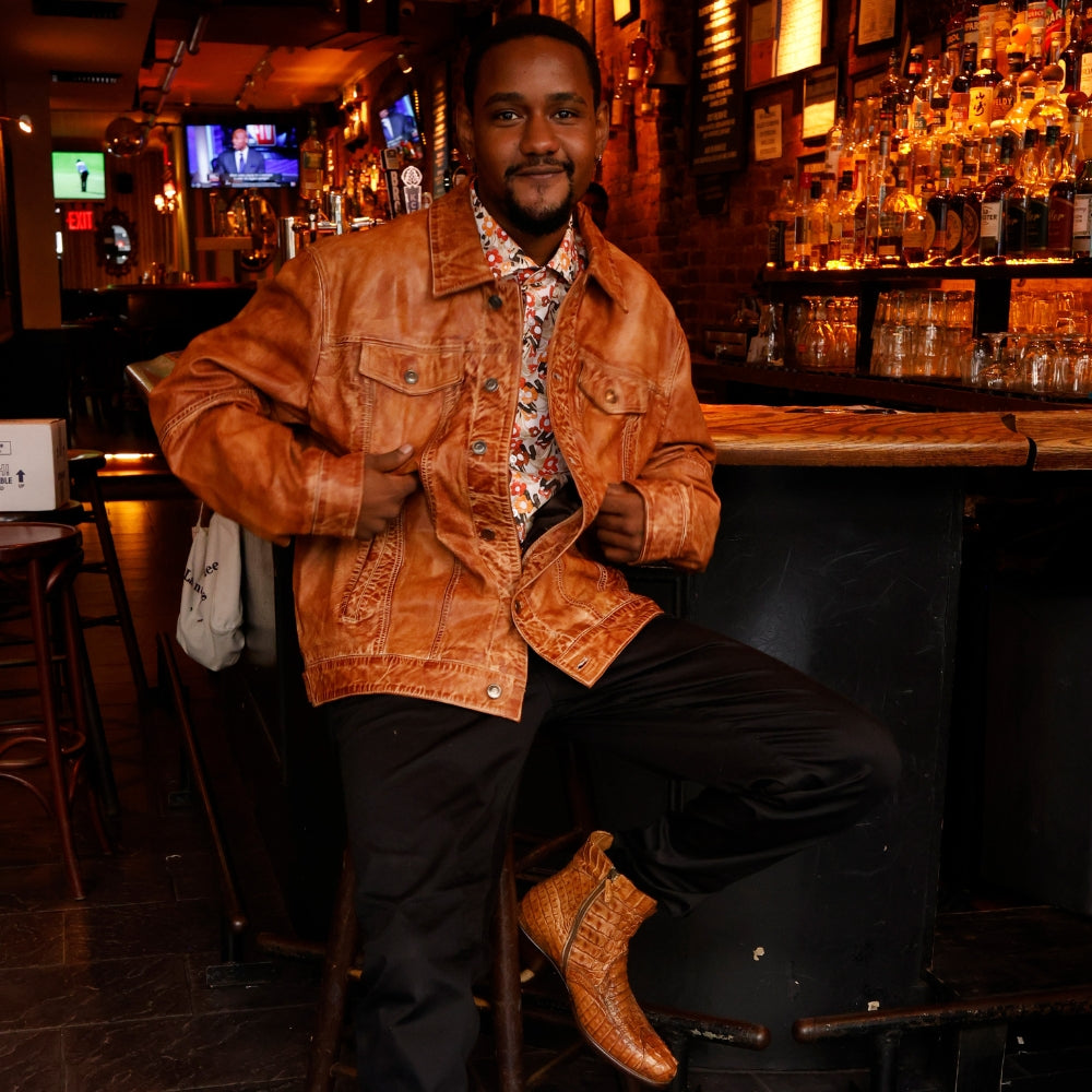 Missani Le Collezioni BF Leather Jean Jacket 392994 - Cellini Uomo 