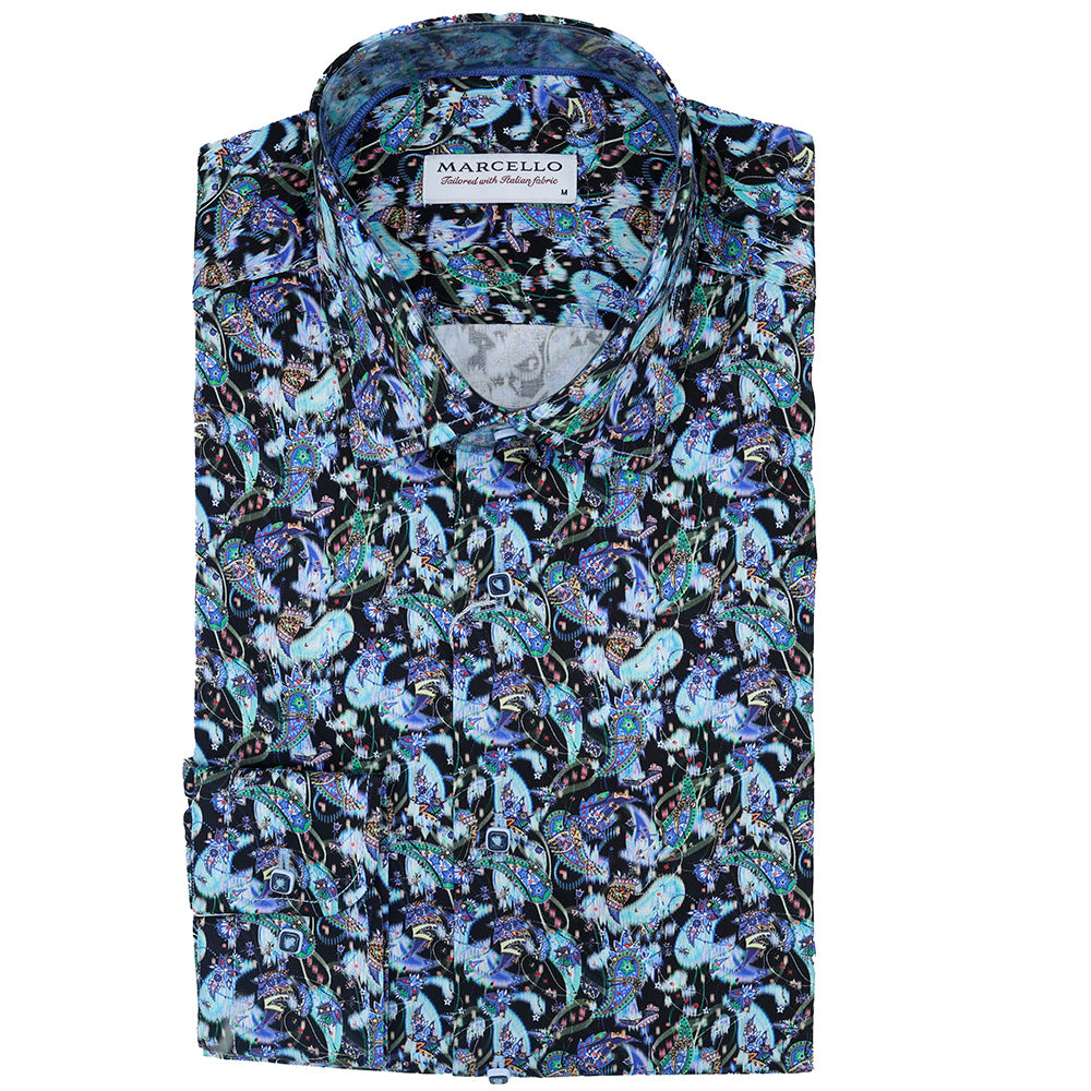 Marcello W-900 Marley Paisley Cotton Shirt - Cellini Uomo 