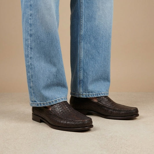 Bruno Magli Tonio Brown Woven Loafer - Cellini Uomo 