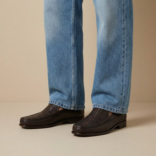 Bruno Magli Tonio Brown Woven Loafer - Cellini Uomo 