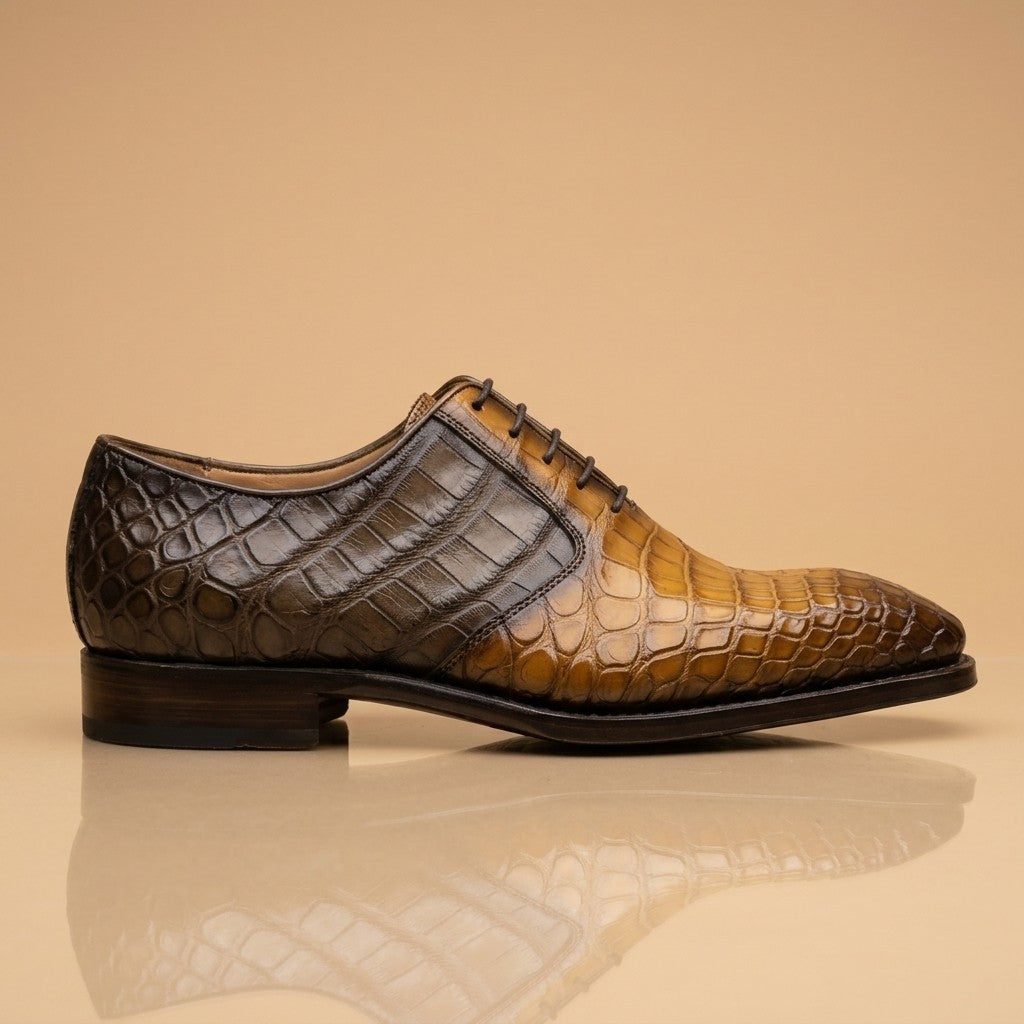 Sheriff Collection Multi Brown Alligator Lace-Up Shoes
