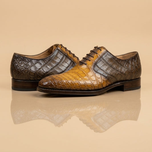 Sheriff Collection Multi Brown Alligator Lace-Up Shoes