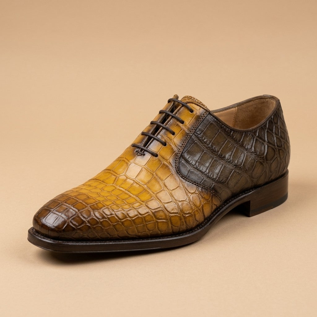 Sheriff Collection Multi Brown Alligator Lace-Up Shoes