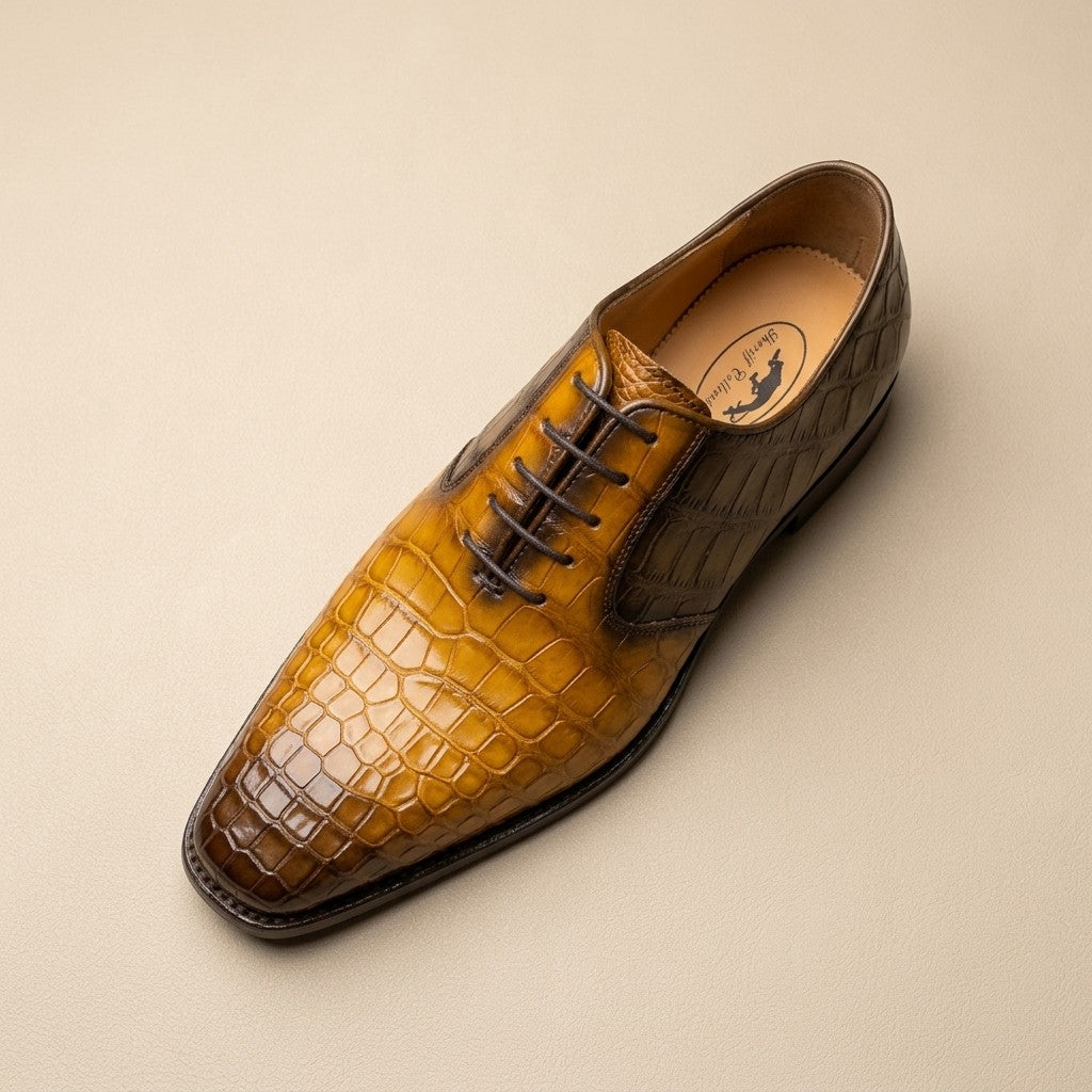 Sheriff Collection Multi Brown Alligator Lace-Up Shoes