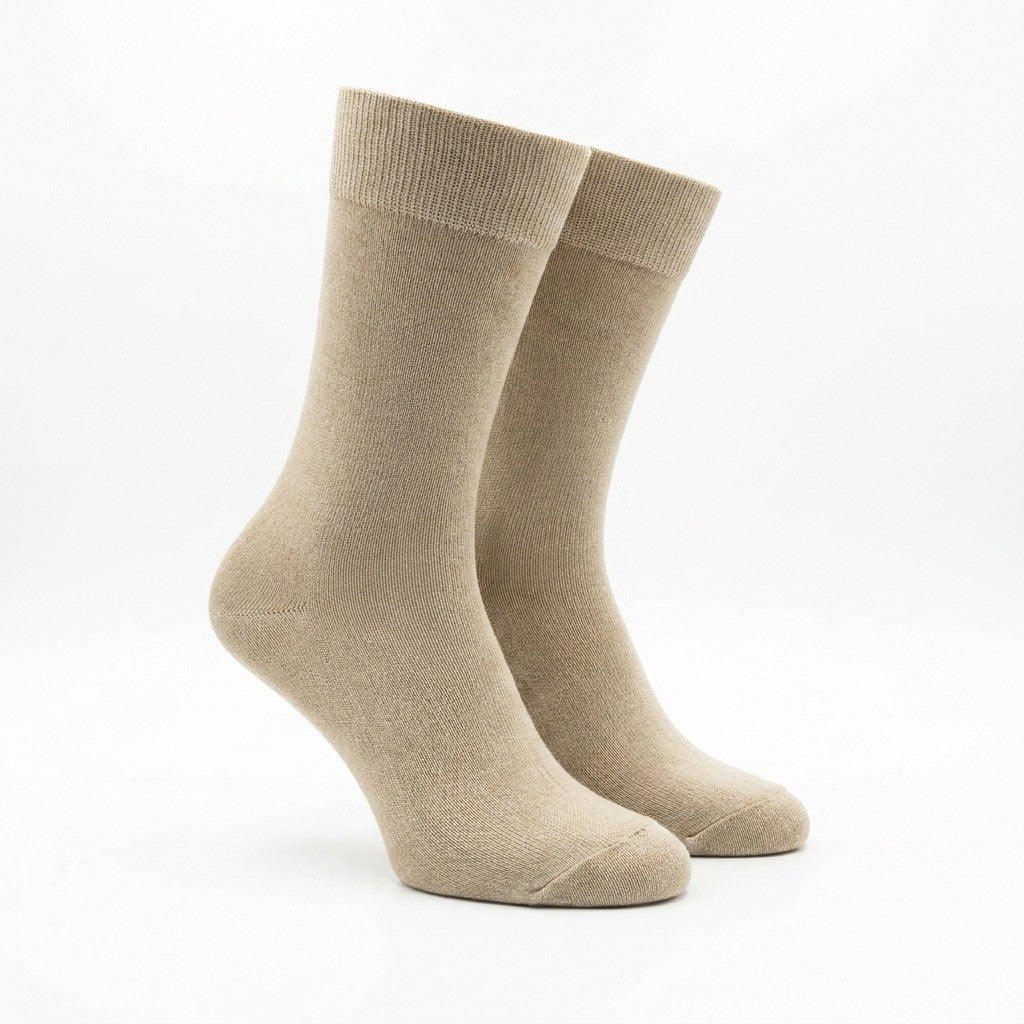 Beige Cellini Uomo Distretto73 men's dress socks made of 100% Filoscozia cotton, solid color, soft and comfortable for formal wear.