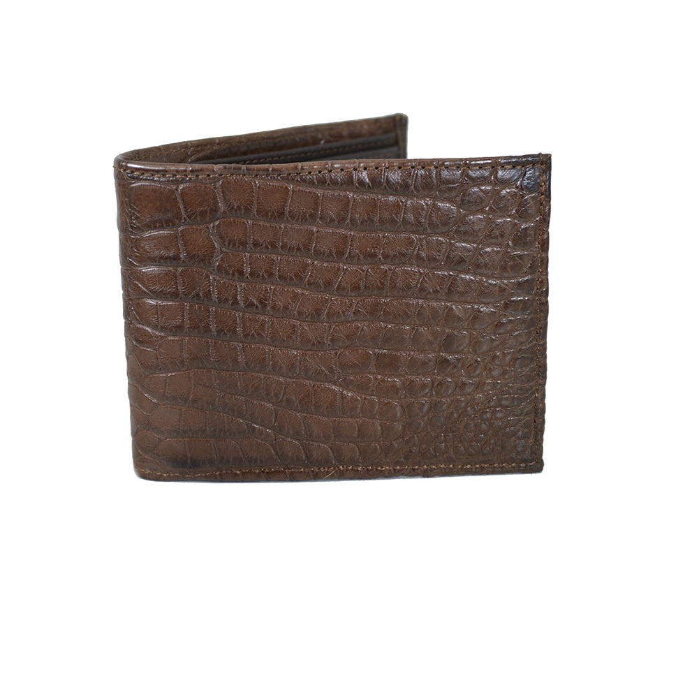 Mauri 100% Alligator Skin Bifold Wallet Brown