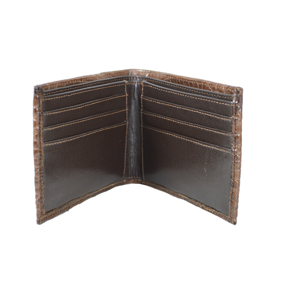 Mauri 100% Alligator Skin Bifold Wallet Brown