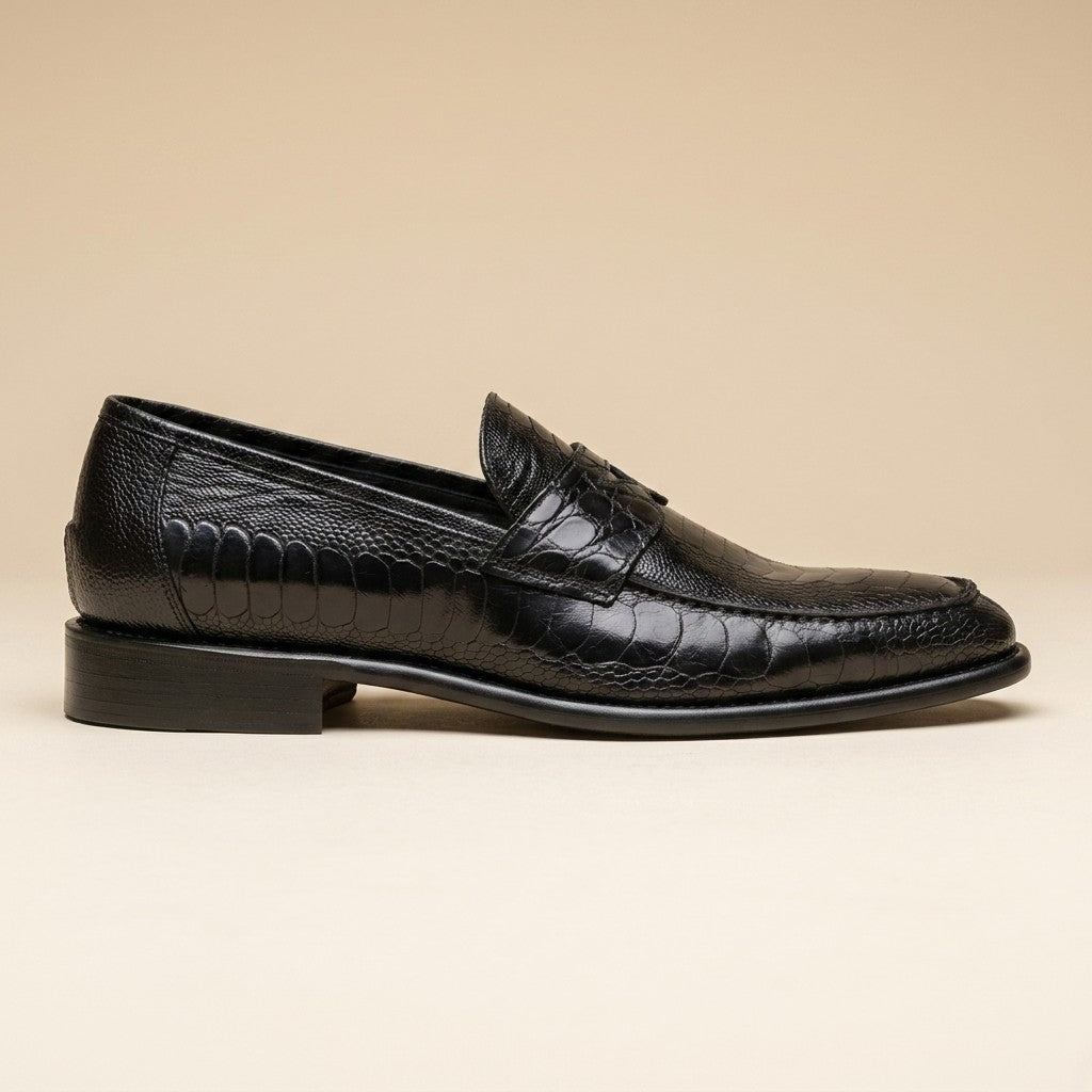 Marfa Ostrich Leg & Caiman Crocodile Loafers - Preorder