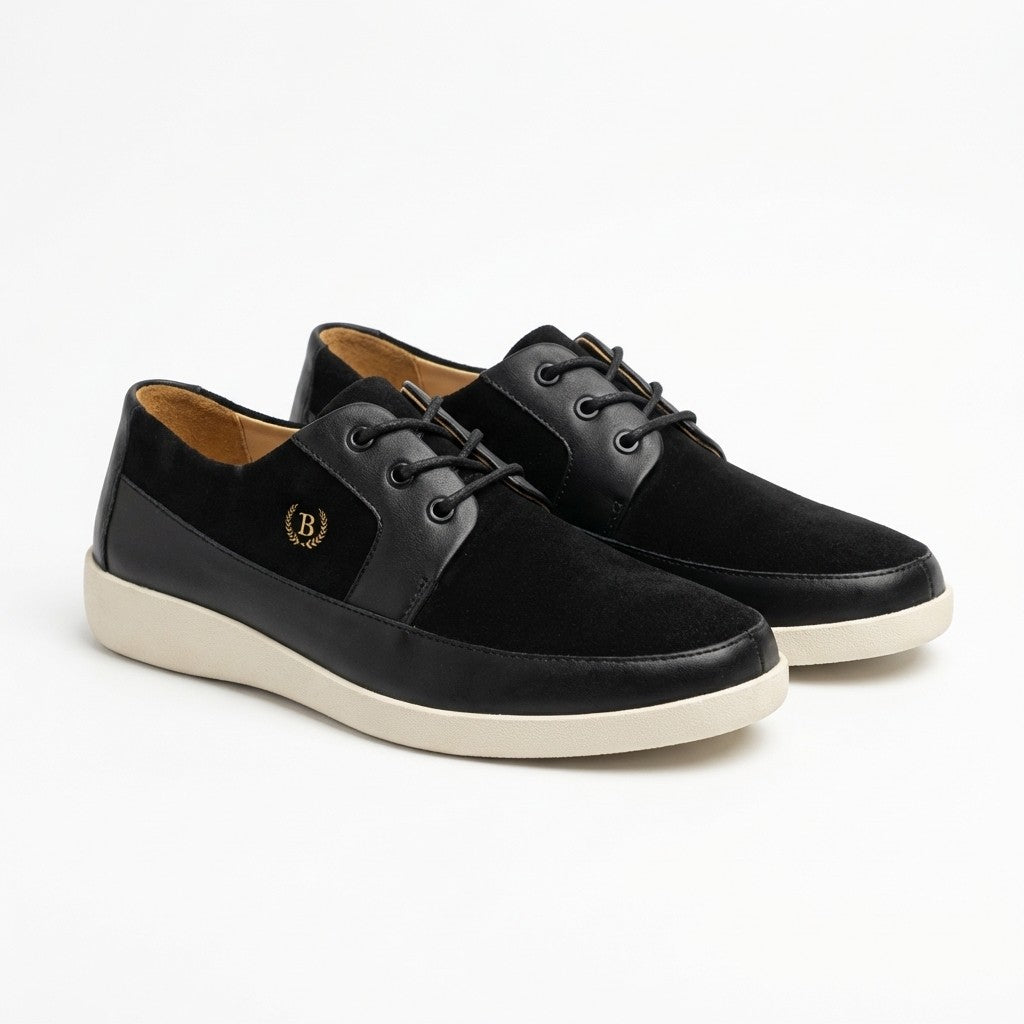 Black Johnny Famous New York Park West low top sneakers with white laces and rubber sole, casual footwear for everyday wear.