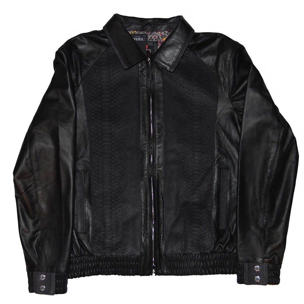 Torras Lambskin Leather and Genuine Python Jacket N82E215A