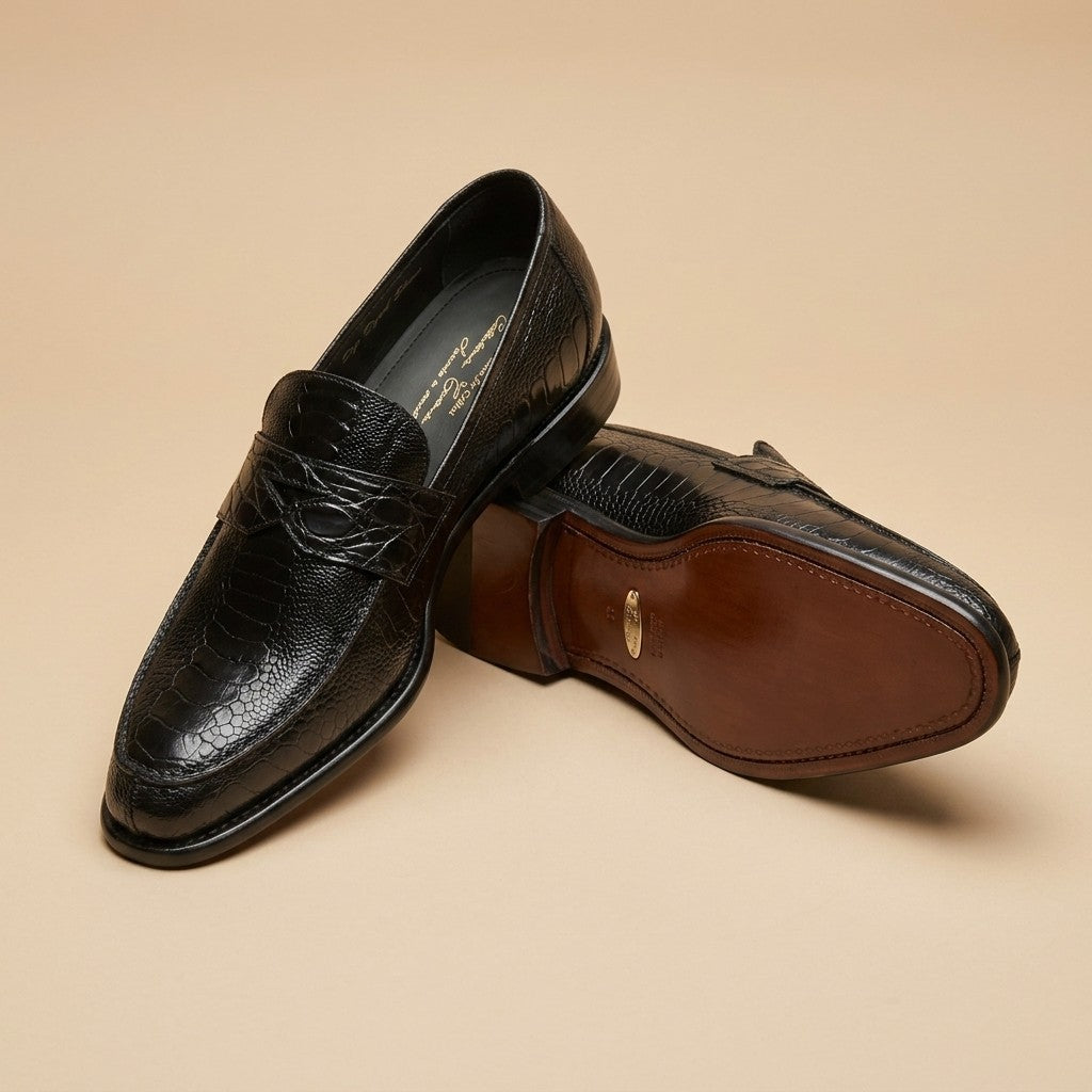 Marfa Ostrich Leg & Caiman Crocodile Loafers - Preorder