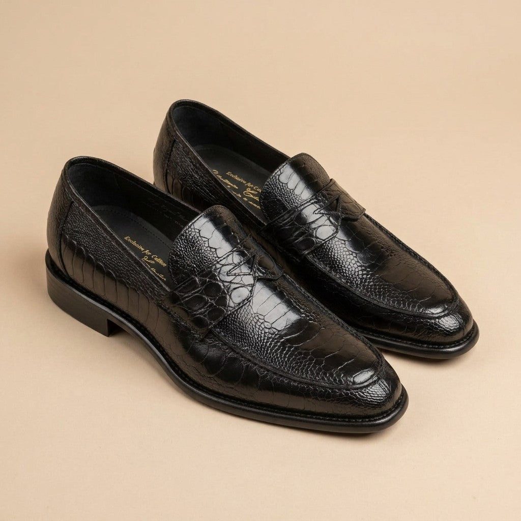Marfa Ostrich Leg & Caiman Crocodile Loafers - Preorder