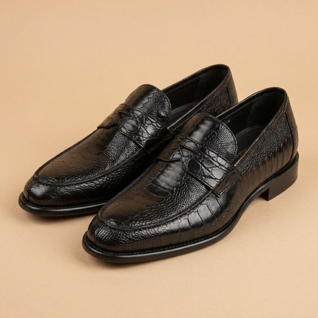 Marfa Ostrich Leg & Caiman Crocodile Loafers - Preorder