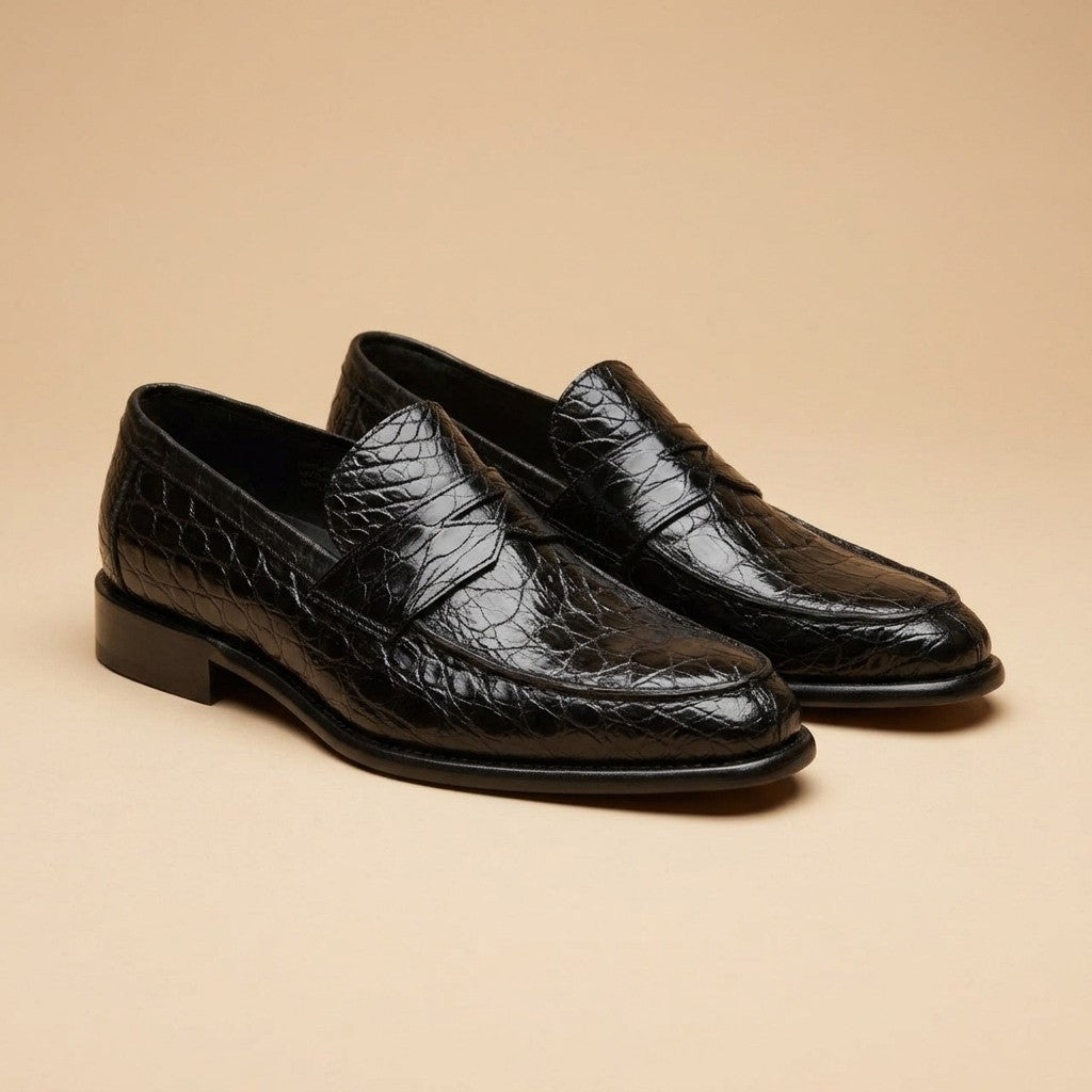 Marfa Calzoleria Toscana Crocodile Caiman Flanks Loafers - Preorder