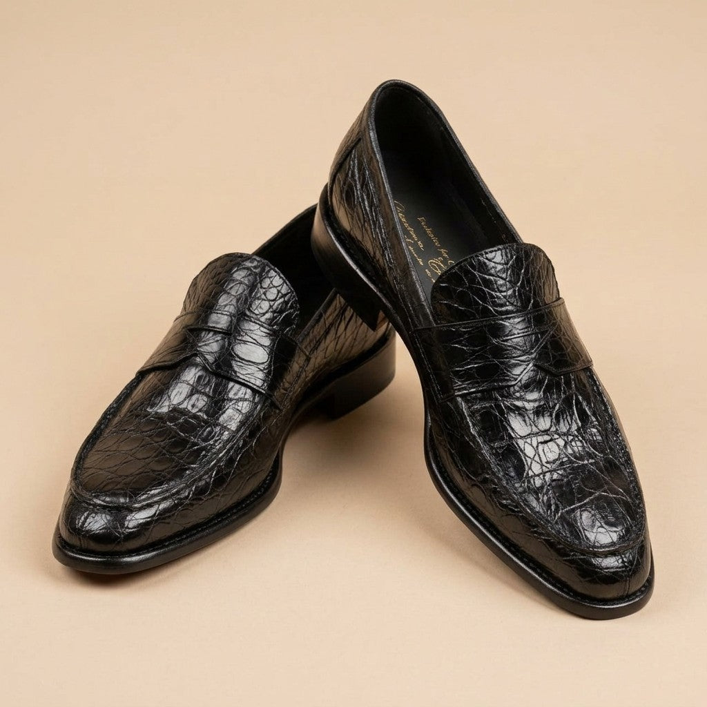 Marfa Calzoleria Toscana Crocodile Caiman Flanks Loafers - Preorder