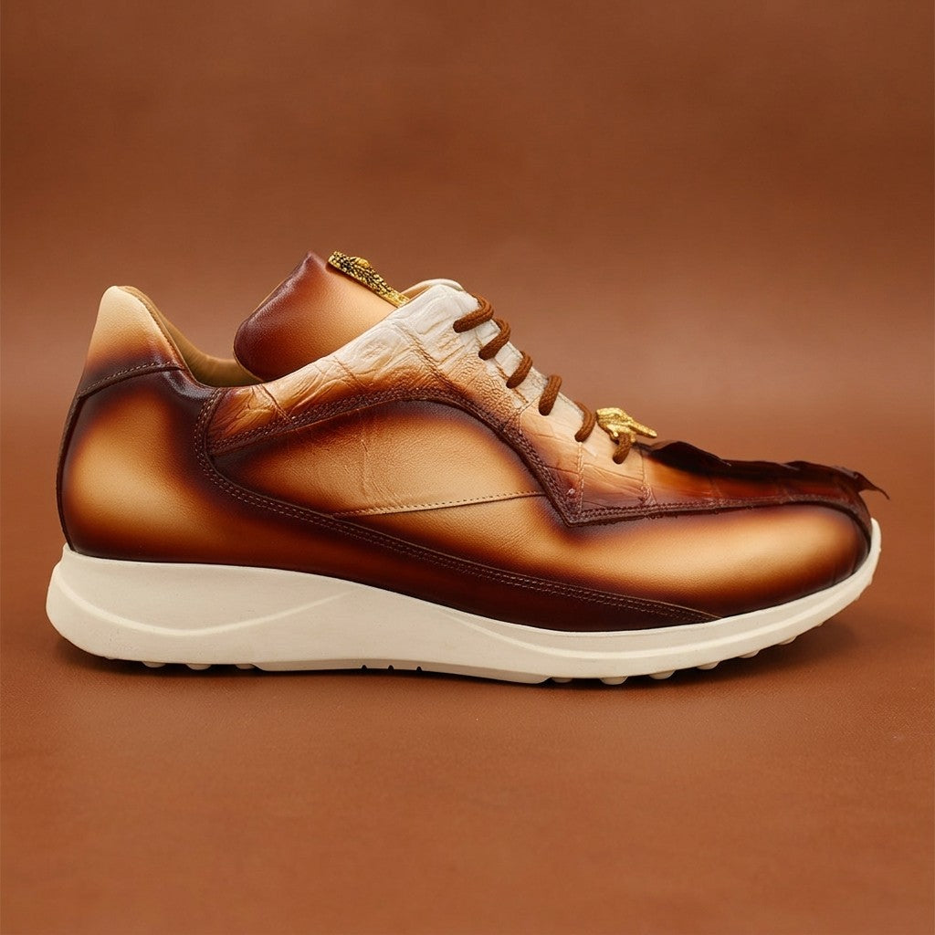 Mauri 8596 Dirty HornBack Alligator and Calf Sneakers