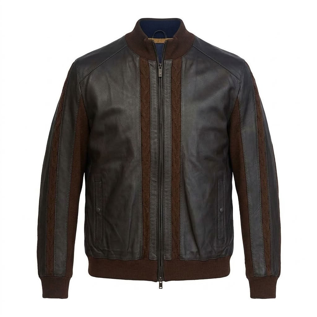 Torras 100% Leather and Zipped Knit Jacket L42H425