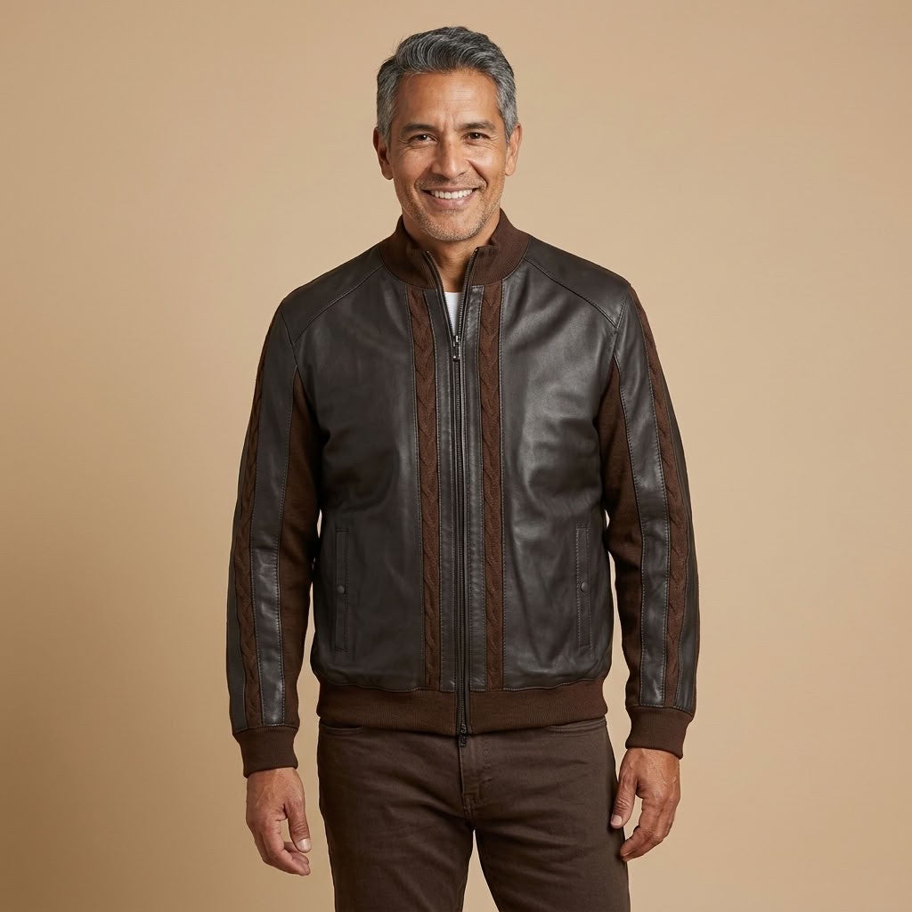 Torras 100% Leather and Zipped Knit Jacket L42H425