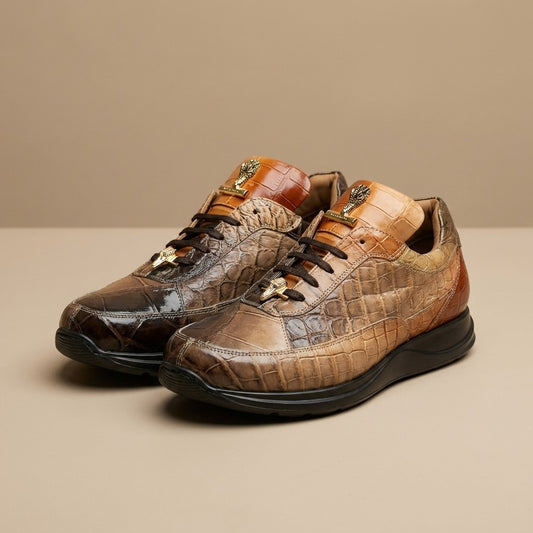 Mauri 8900 FC Multi Brown casual sneakers with stylish design and comfortable fit, shown on a brown background.
