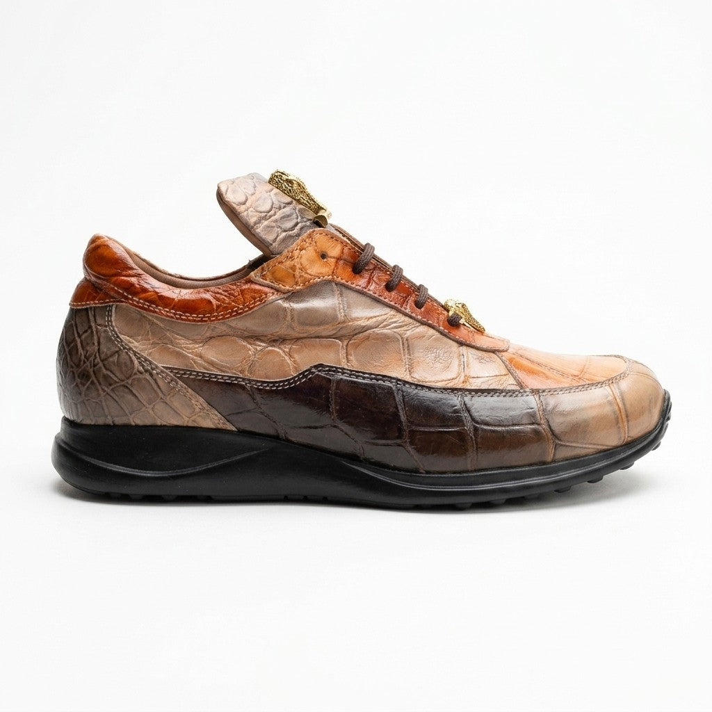 Mauri 8900 FC Multi Brown 100% Authentic Alligator Skin Sneakers