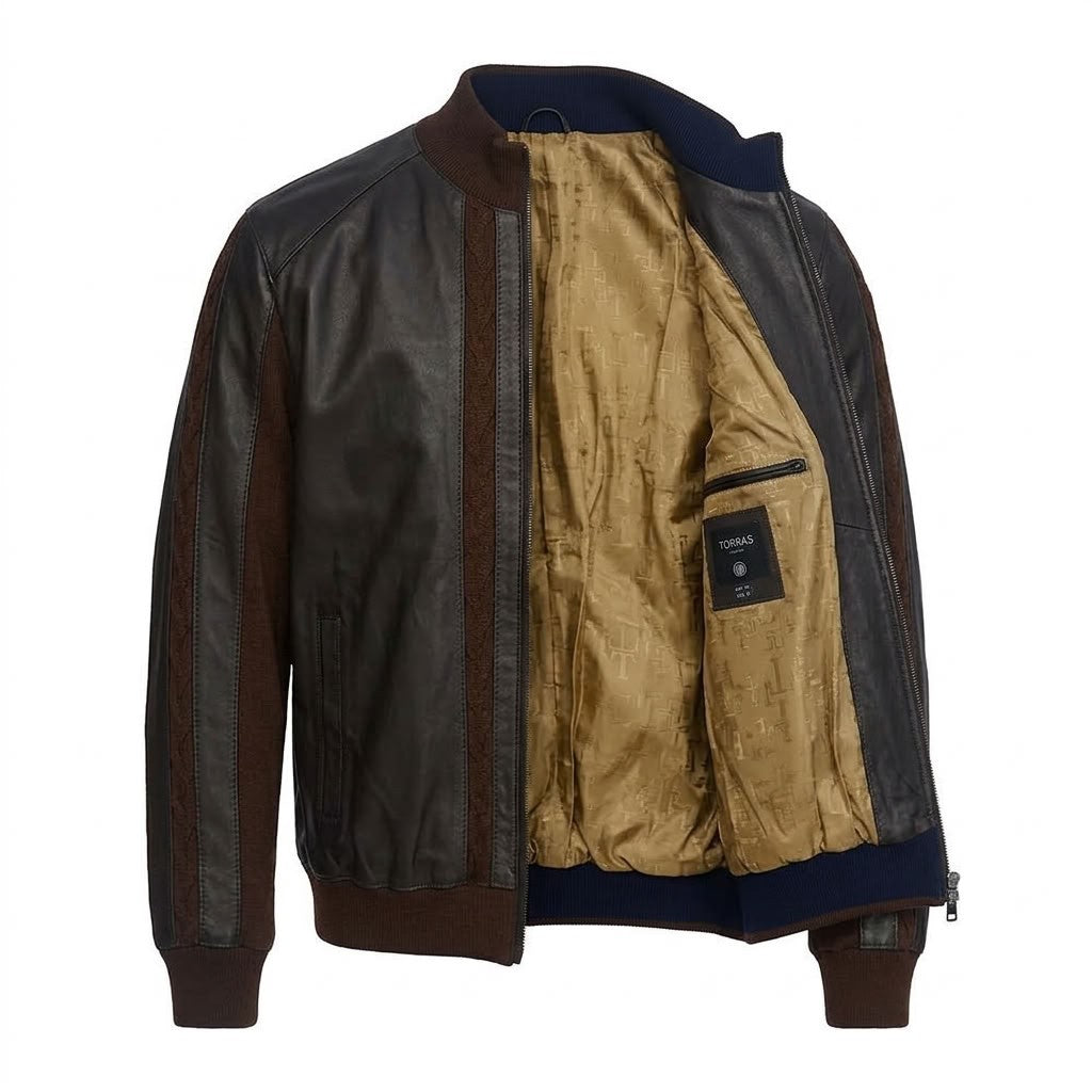 Torras 100% Leather and Zipped Knit Jacket L42H425