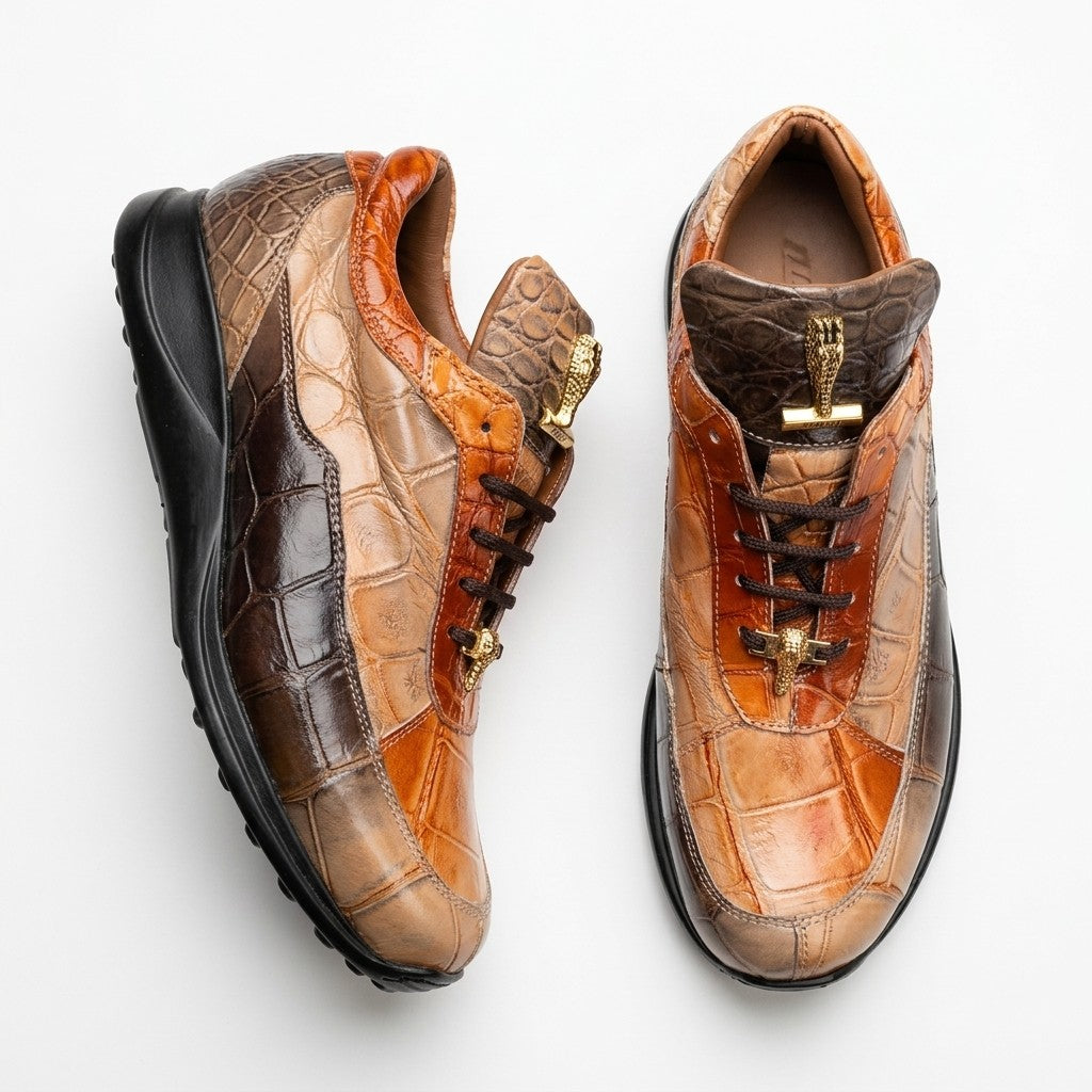 Mauri 8900 FC Multi Brown 100% Authentic Alligator Skin Sneakers
