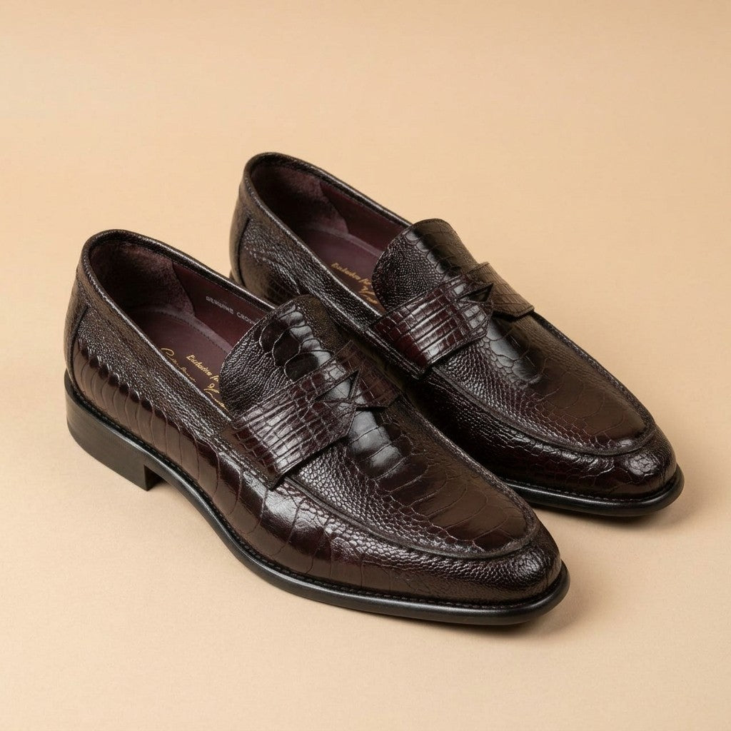 Marfa Ostrich Leg & Caiman Crocodile Loafers - Preorder