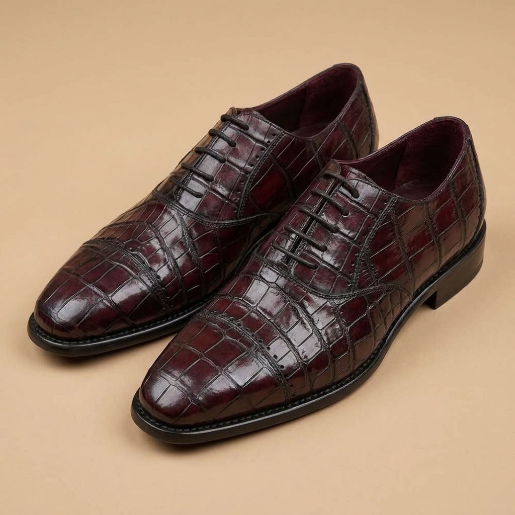 Calzoleria Toscana Caiman Crocodile Cap-Toe Dress-Up Shoes